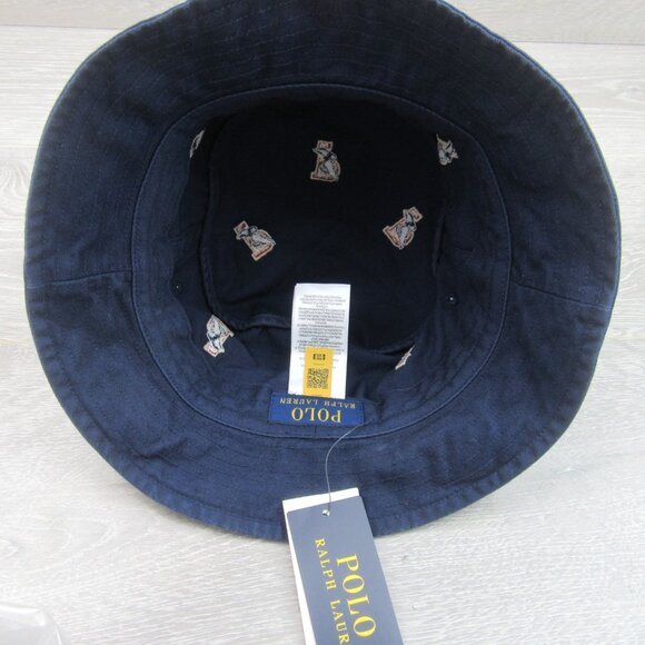 Polo Ralph Lauren Embroidered P-Wing Bucket Hat Adult Size L/XL Navy Blue NEW - Picture 8 of 12